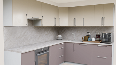 Кухня угловая Пастель латте - Пастель какао